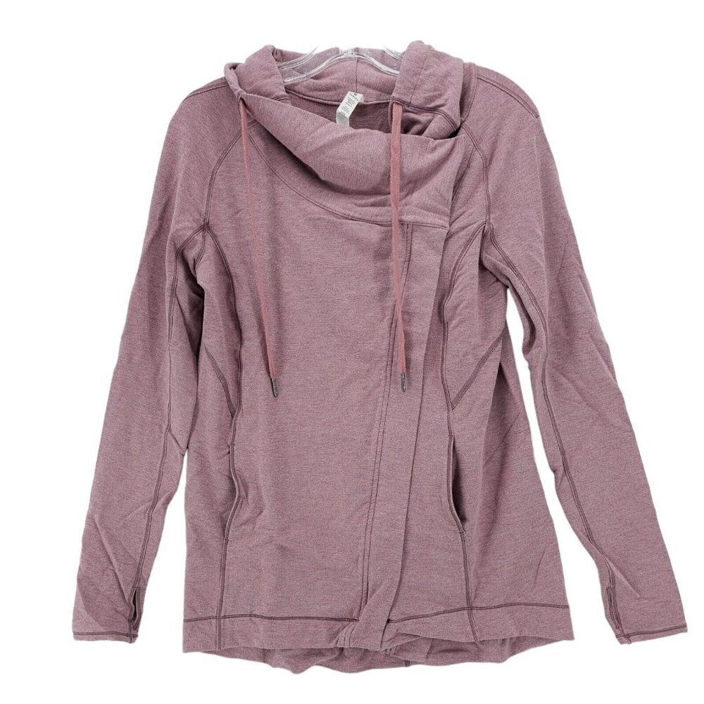 Lululemon Coast Easy Wrap Jacket Heathered Misty Merlot Thumnbholes Size 4